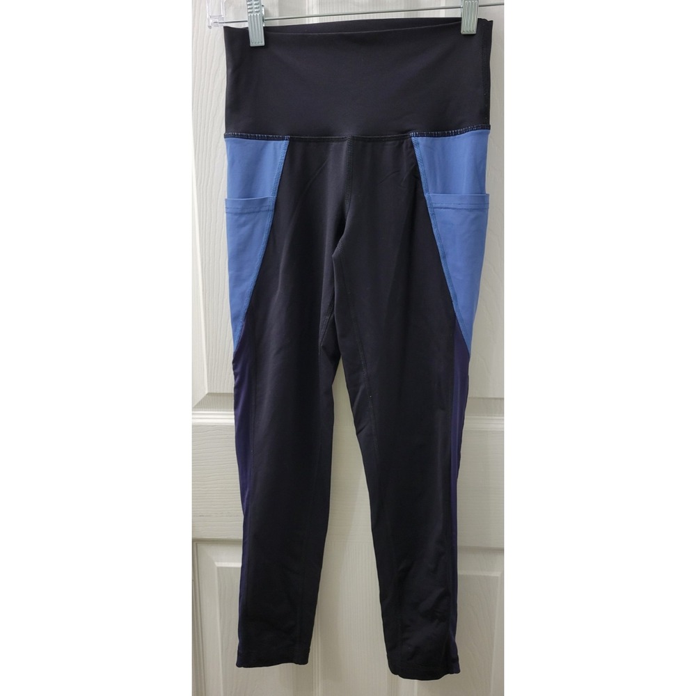 Aerie Capri Leggings Size Small Chill Play Move Black/Blue Inseam 25" EUC